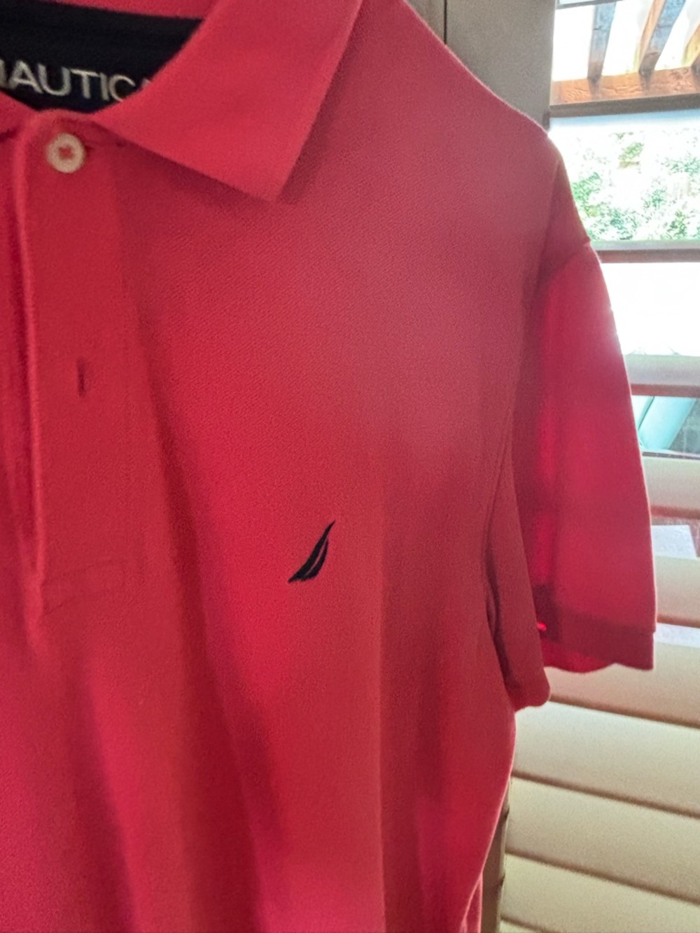 Nautica Men’s Bright Red Polo with Embroidered Logo - Picture 2 of 3